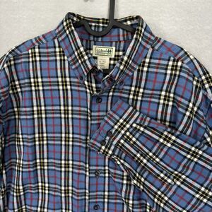 L.L.Bean Mens XL Tall Flannel Shirt Traditional Fit Plaid Blue Red Button Down‎